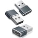 thumbnail image 1 of USB to USB C Adapter 3-Pack, Type C Female to A Male Charging Cable Converter for Apple Watch 8 7, MacBook, iPhone 12 13 14 15 Max Pro (Gray), 1 of 5