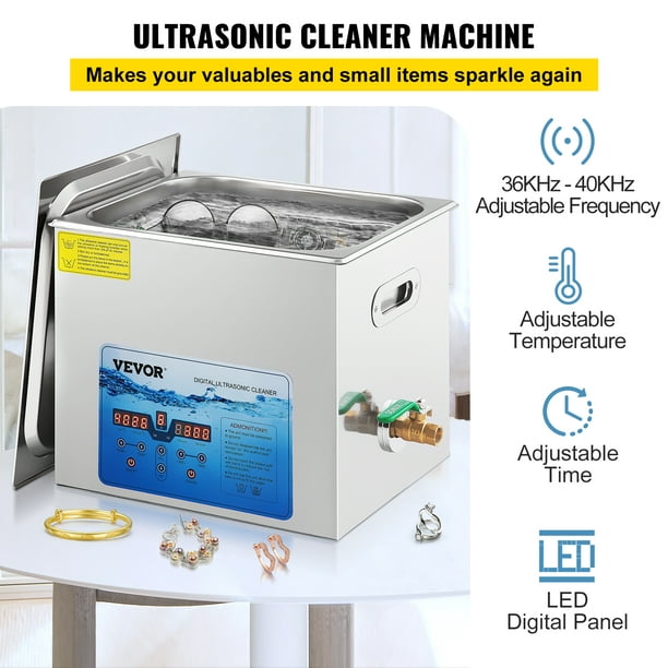 VEVOR Nettoyeur Ultrasons Machine Nettoyage Bijoux avec Minuterie
