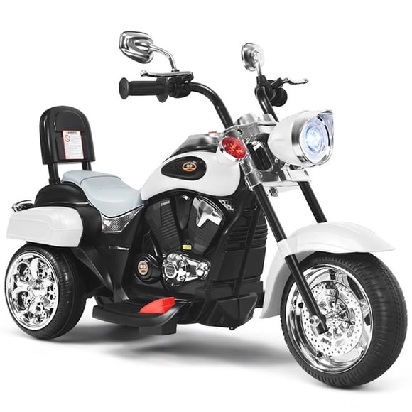 Pemberly Row 6V Kids Ride On Chopper Motorcycle 3 Wheel Trike White