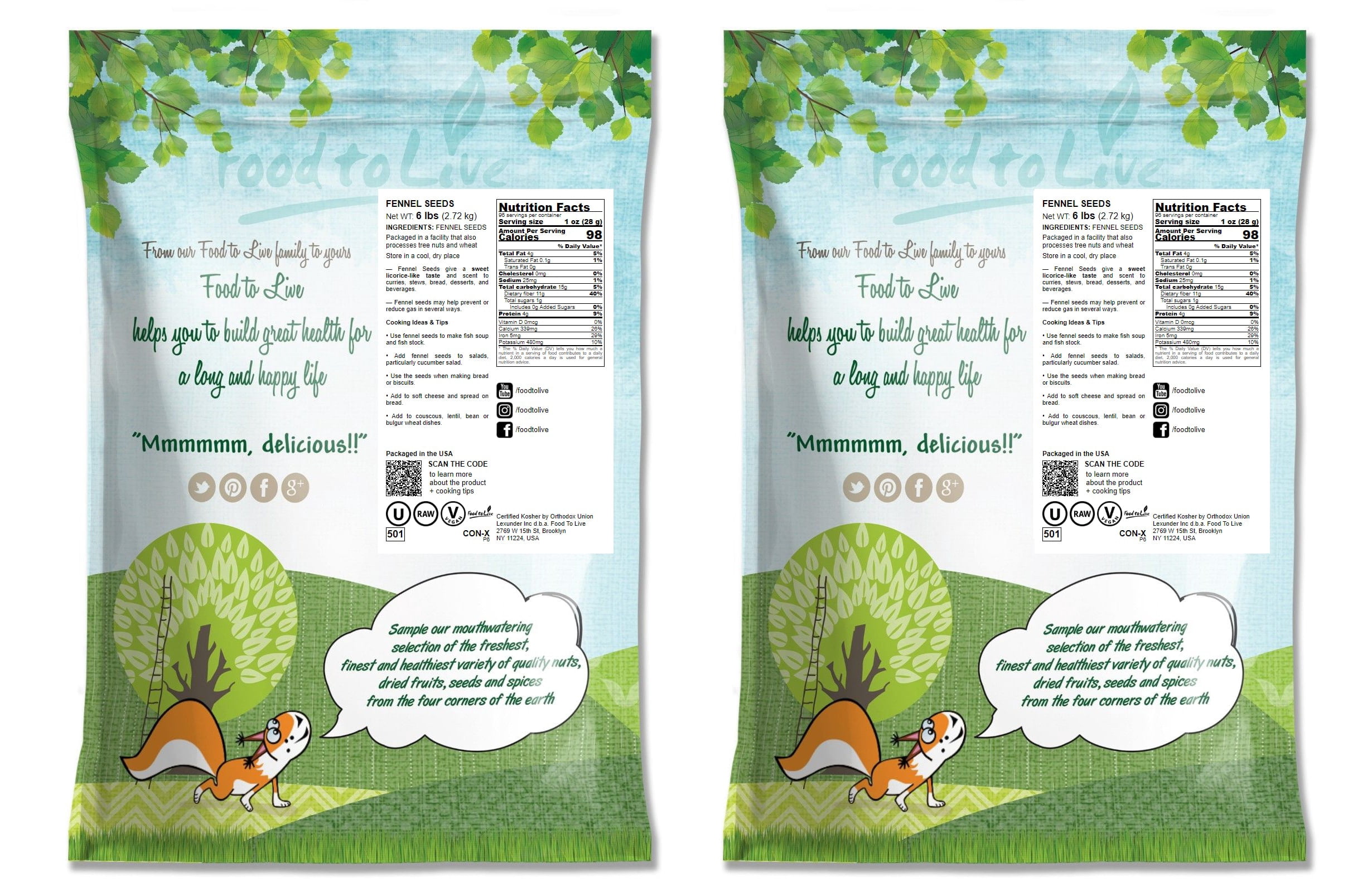 Fennel Seeds, 12 Pounds – Kosher, Raw, Vegan – by Food to Live