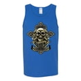 thumbnail image 2 of Wild Bobby, Brotherhood Biker Motorcycles Cross and Skull Pop Culture Mens Graphic Tank Top, Royal, Large, 2 of 3
