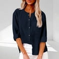 thumbnail image 2 of Kctiaxy Button Down Shirts for Women Fall Fashion Long Sleeve Turndowm Collar Blouse Solid Color Causal Loose Beach Vacation Tops, 2 of 7