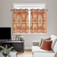 thumbnail image 5 of Orange Boho Kitchen Curtains Short 45 Inch Length, Geometric Antique Tribal Retro Ethnic Grommet Top Bedroom Living Room Curtains, Light Filtering Cafe Curtain Drapes 2 Panels Set 84''x45'', 5 of 9