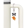 thumbnail image 3 of Delight Jewelry Silvertone Hot Orange Hibiscus Flower - Silvertone Black Bow Charm Accessory for Tumblers and Thermal Cups, 3 of 4