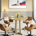 thumbnail image 3 of Tribesigns 31.5" Small Round Conference Table for 2-4 People, Wooden Office Meeting Table with Unique Pedestal, Natural Wood Color, 3 of 5