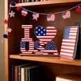 thumbnail image 4 of Nkmbld 4th of July Table Wooden Ornaments Patriotic Tiered Tray Decor Farmhouse Wooden Block Signs for Tabletop Decor Home Kitchen Office Desk Shelf, 4 of 8