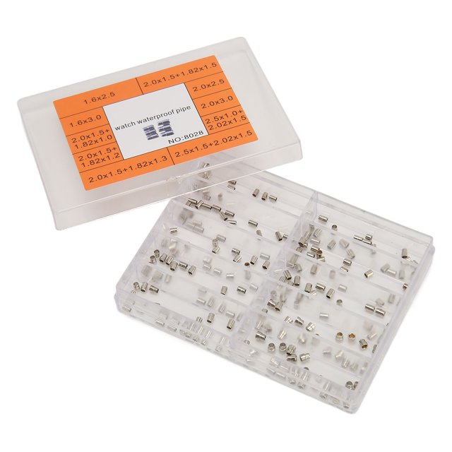 Watch Crown Tube Pipe, Stainless Steel Mixed Sizes Waterproof Watch Crown Pipes Assortment With Storage Box For Repair Shop For Repairman