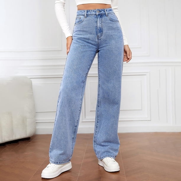 WILLBEST Jeans Mujer Pantalones Vaqueros Desgastados y Rotos de Moda para Mujer, Cintura Alta, Holgados, Cómodos, Elásticos, Con Bolsillo Con Botón, Estilo Casual 960 Chica