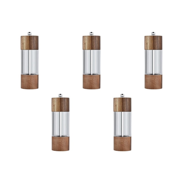 5X Pepper Grinder Transparent Pepper Mill Salt Grinding Ceramic Core Multipurpose Seasoning Bottle Cruet 6 Inches