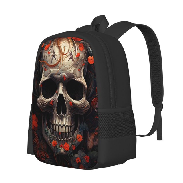 Fotbe Vintage Butterfly Flower Skull Mochila para Hombre y Mujer - Tela Oxford 600D Resistente - Mochila Impermeable de Gran Capacidad para Escuela, Viajes y Senderismo