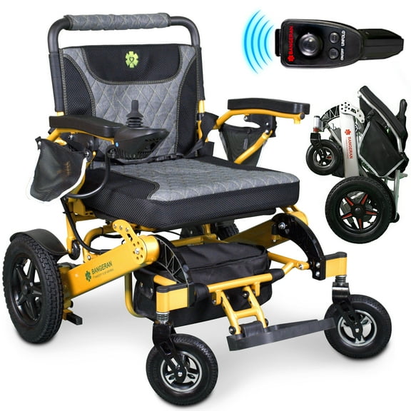 Mammoth Powerful Dual Motors Heavy Duty Electric Wheelchair, Comfortable 5" Thick Seat for Comfortable Riding Up To 12 miles & Easy Travelling - Gold Frame
