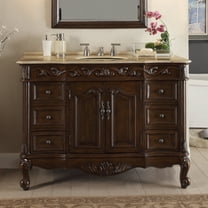Benton Collection 42" Traditional Dark Brown Bathroom Vanity with Cream Marble Top