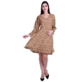 thumbnail image 5 of Moomaya Designer Printed Short Flared Dress Full Sleeve Velvet Tunic Dresses For Women, 5 of 7