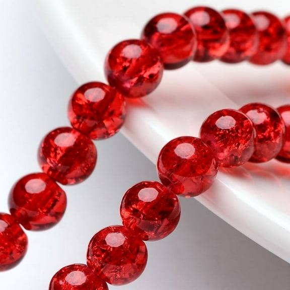 1Strand Crackle Glass Beads Strands Round Red 6mm Hole: 1.3~1.6mm about 133pcs/strand 31.4 inch