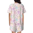 thumbnail image 6 of Haiem Colorful Bunny Pattern Pajama Set for Women 2 Piece Lounge Set Short Sleeve Tops and Shorts Soft Sleepwear-Small, 6 of 7