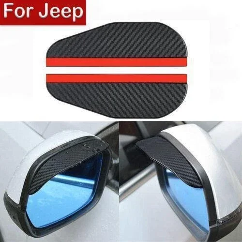 2 Piece Car Side Carbon Fiber Rear View Mirror Rain Visor Guard For Jeep Models