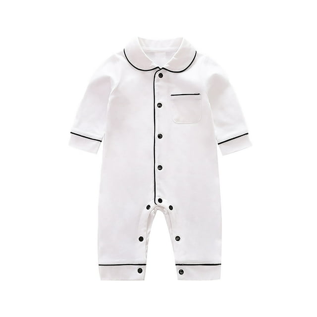 MIASHUI Pyjama Grenouillère à Manches Longues pour Bébé Été Garçon Fille Combinaison Tenue de Ramper, Blanc, 3-6 Mois