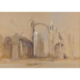 thumbnail image 2 of David Roberts 14x11 Black Ornate Wood Framed Double Matted Museum Art Print Titled: Lindisfarne Priory, Northumberland (1846), 2 of 5