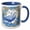Blue/White, variant on 3drose, Willow Ptarmigan and Forget-me-nots, 11oz Two-tone Yellow Mug