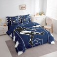 thumbnail image 3 of Homewish Boys Girls Sport Soccer 7-Piece Bedding Comforter Set,Geometric Honeycomb King Bedding Sets,Black Blue Ultra Soft Bed Sheets,Super Cozy Room Decor,Reversible, 3 of 8