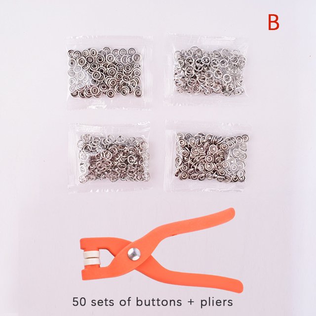 50/100 piezas de alicates para coser botones de metal, hebilla de cinco garras, botones a presión de metal, sujetadores de costura sin costuras, herramientas de costura de seguridad