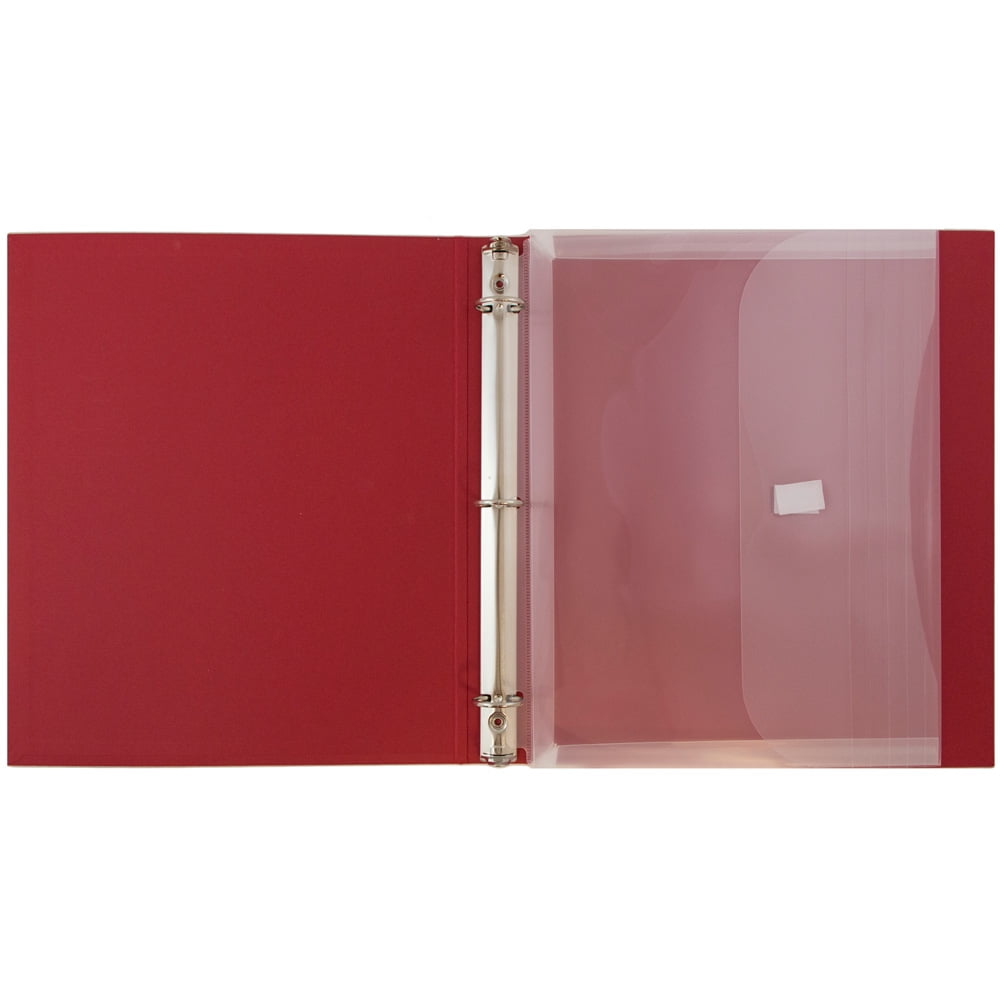JAM Paper Plastic 3 Hole Punch Binder Envelopes, Hook & Loop Closure, Letter Booklet, 9 1/2 x 11 1/2, 1 in Expansion, Clear, 3/Pack