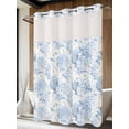 thumbnail image 4 of Blue Floral No Hook Shower Curtain Waterproof,Bathroom Curtains with Snap in Liners and See Through Top Window,Garden Petals Flower Botanical Tree Branch Hotel Style Bathtub Curtains Shower 60"Wx72"L, 4 of 8