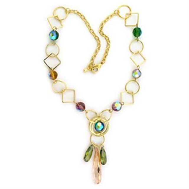 Femmes Collier en Laiton d'Or avec Synthétique en Couleur Multi - 19 Po.