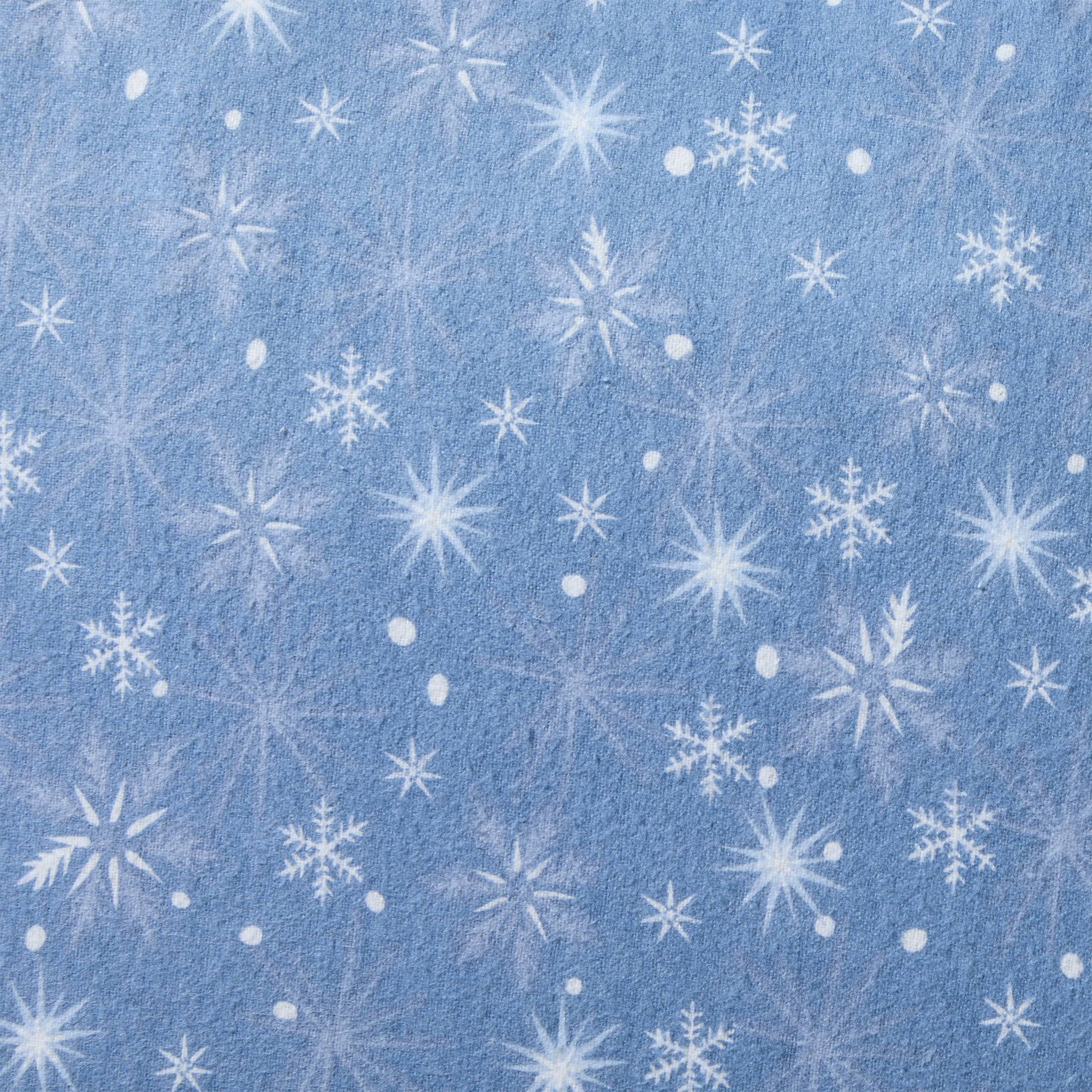 Hallmark Snowflakes 4-Piece Adult Blue Brushed Cotton Flannel Bed Sheet Set, Queen