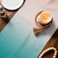 thumbnail image 3 of Teal Pink Ombre Table Runner 108 Inches, Contemporary Art Abstract Aesthetics Bed Runner Dresser Scarves Tabletop for Indoor Outdoor Parties/Ceremony/Banquet, 13"x 108", 3 of 9
