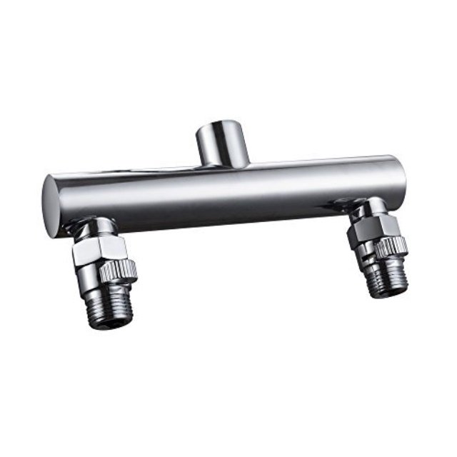 KES ALL BRASS Shower Head Double Outlet Manifold with Shut Off Valves