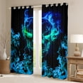 thumbnail image 2 of Manfei Blue Gothic Skull Curtains Pack of 2 (42x84), Horror Halloween Black Out Curtains, Teens Boys Girls Blackout Curtains for Bedroom, Window Treatments Bedroom Decor, 2 of 6