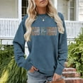 thumbnail image 5 of ClodeEU Sweatshirts for Women，Letter Print Round Neck Pullover,Casual Fashions Tops Navy,Womens Plus M, 5 of 5