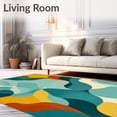 thumbnail image 2 of ODIKA 4'x6' Machine Washable Non-Slip Area Rug, Chocolate Swirls Elegance Floor High Traffic Rug, Blue, 66858, 2 of 7