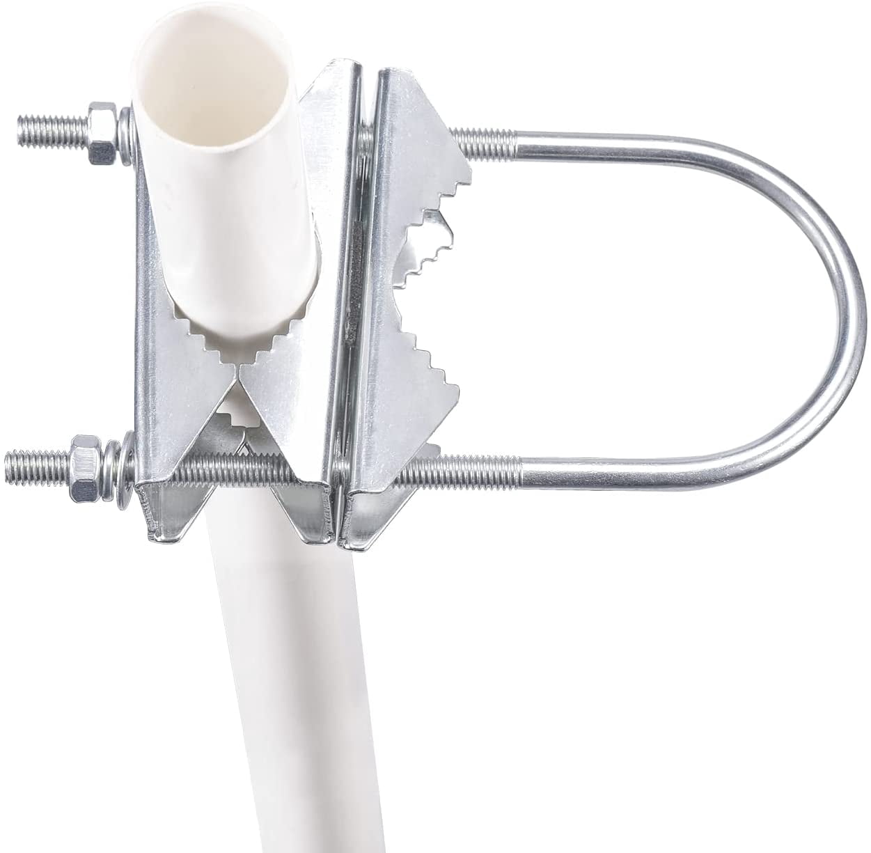 Eightwood Double Antenna Mast Clamp V-Jaw Bracket U Bolts Pipe Mounting Hardware 2 Sets for WiFi Antenna,Lora Antenna
