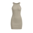 thumbnail image 4 of Kvture Womens Crewneck Sleeveless Mini Dresses Summer Fashion Party Prom Slim Fit Short Dress Khaki, 4 of 5