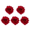thumbnail image 1 of 5 Pcs Broche Fleur en Tissu 10CM Rose Réaliste Corsage Pince à Cheveux Robe pour Mariage (Claret), 1 of 8
