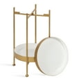 thumbnail image 6 of Kate and Laurel Nira Two Tier Modern Side Table, 15 x 15 x 24, White and Gold, Chic Glam End Table For Storage And Display, 6 of 8