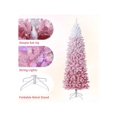 thumbnail image 4 of 4.5ft snow flocked slim artificial pencil christmas tree con sturdy metal stand - perfect para home, oficina, apartment party decor, 4 of 9