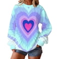 thumbnail image 2 of Uootdi Valentine's Day Sweatshirt for Women Crew Neck Love Heart Printed Graphic Sweatshirts Casual Holiday Long Sleeve Graphic Tee Tops Gift, 2 of 9