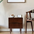 thumbnail image 2 of FETCOI Mid Century Wood Nightstand, Walnut Finish Bedroom Storage Drawer and Shelf with 2 Large Storage Drawers, Rustic Square Bedside End Table Side Table (Walunt), 2 of 7