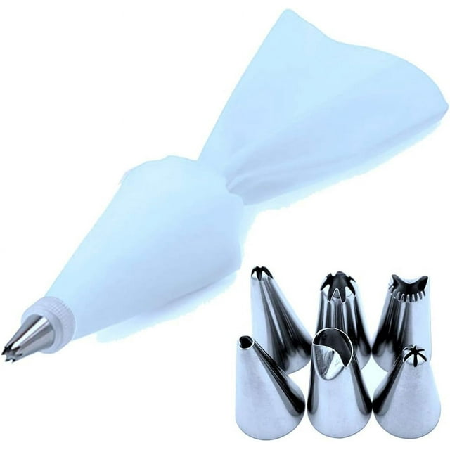 Zhuge Con boquilla de acero inoxidable, accesorios de cocina, convertidor, manga pastelera, juego de boquillas para repostería, herramientas para hornear, 8 piezas (blanco)