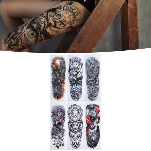 Etiqueta Engomada del Tatuaje del Brazo Completo ANGGREK Tatuajes Temporales Manga Completa 6 Hojas