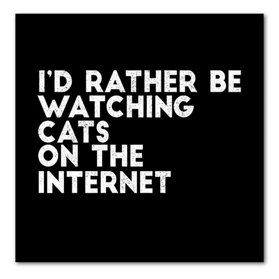 DistinctInk Custom Bumper Sticker - 6" x 6" Decorative Decal - Black Background - Rather Be Watch Cats On The Internet