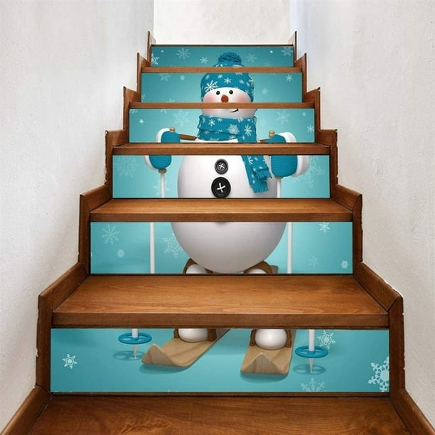3D Christmas stair stickers waterproof for stair renovation，Christmas  Snowman 3D Simulation stair stick waterproof Fashion Creative Step  Decoration Wall stick Home 