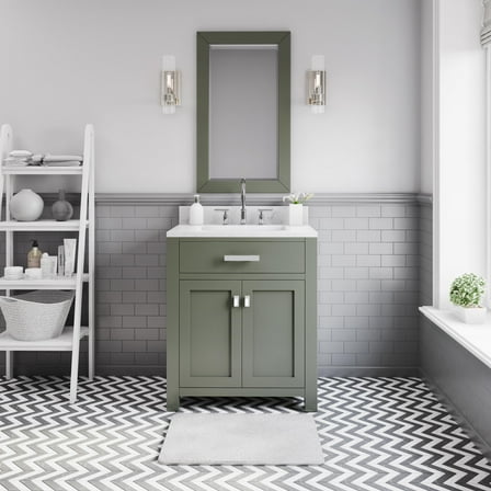 Water Creation Madison 30" Wood Single Bathroom Vanity in Glacial Green & White