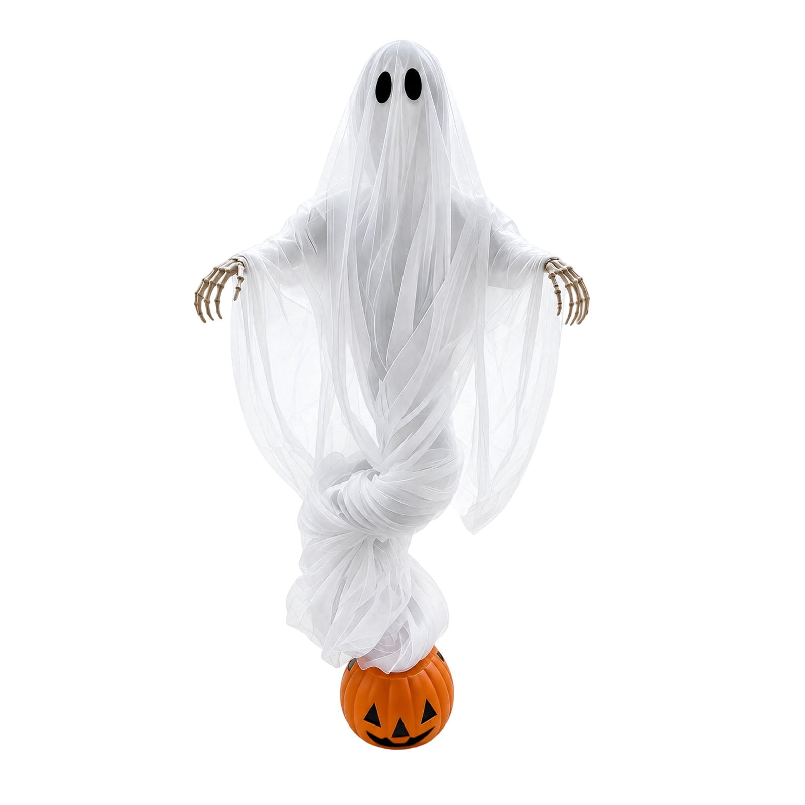 Swirling Ghost Pumpkin Yard Lamp, Halloween Yard Sculpture LED Glowing Floating Ghost Pumpkin Light, Halloween Outdoor Lawn Front Entrance Decor