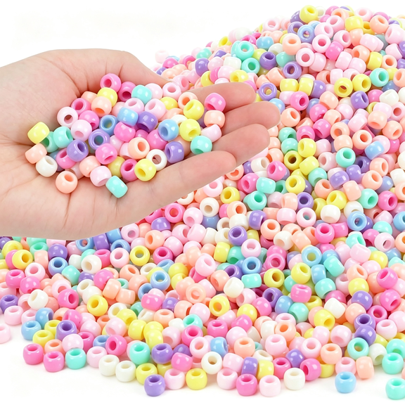 BZCOE 4000Pcs Macaron Candy Colors Pony Beads, Beads for Crafts, Hair Beads, Beading Supplies, Beads for Jewelry Making Beads&Bead Assortments