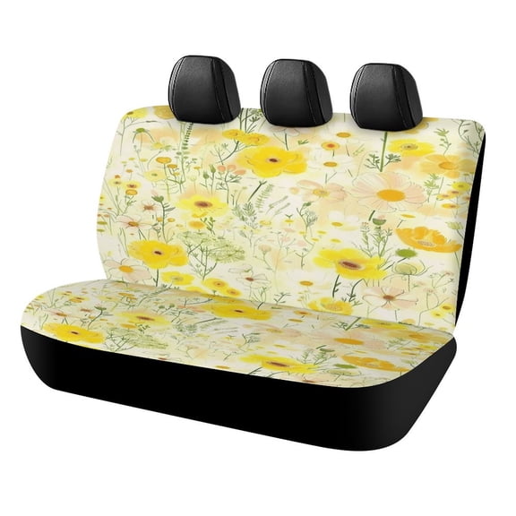 Floral Colorful Flower Rear Seat Covers, Car Backseat Protector, Universal Back Seat Vehicle Interior Protector, Fits Most Cars, SUVs, Sedans, Trucks