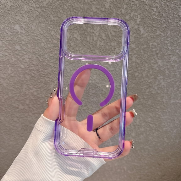 for iPhone Air Case Clear, Compatible with MagSafe, 3 in 1 Heavy Duty Drop Protection Rugged Shockproof 3-Layer Military Protective Anti-Yellow Anti-Scratch Durable Phone Cover, Clearpurple